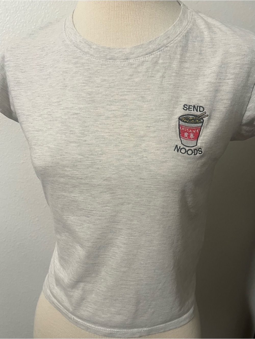 Cotton On  light gray girl Tee with Red Ramen Embroidery